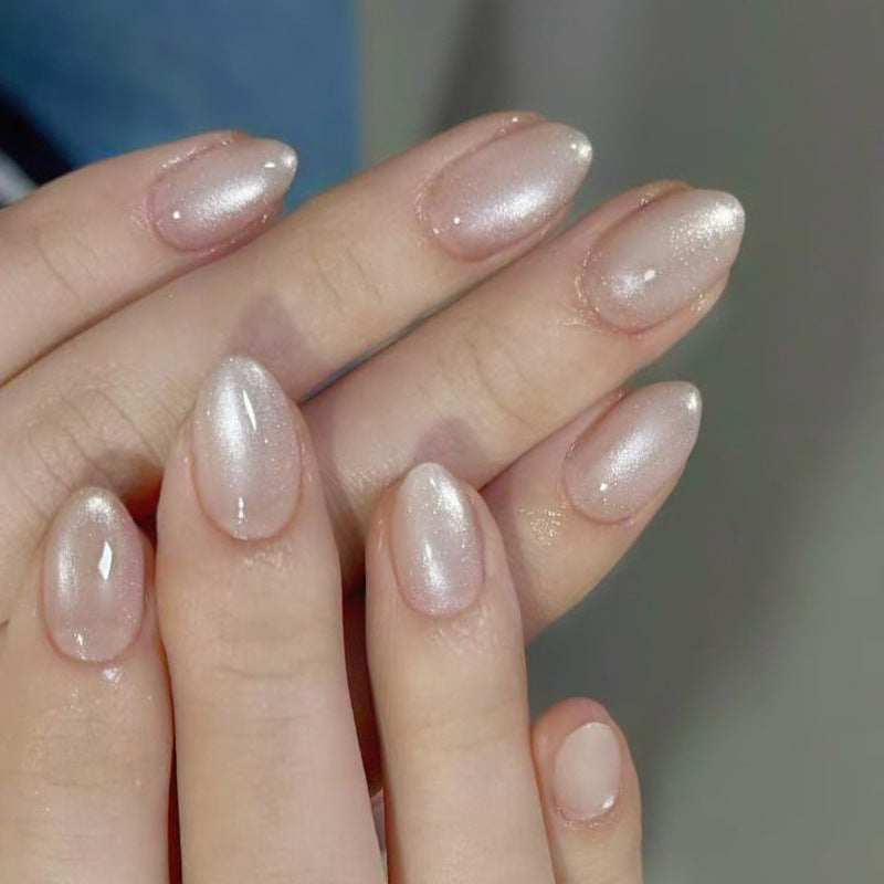 Nail 186 - Pearl Blush Press-On Nails (24Pcs) - Free Nail Kit Included
