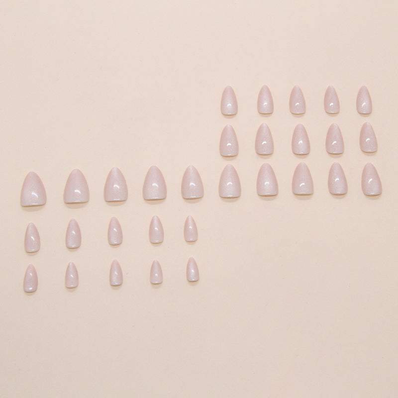 Nail 186 - Pearl Blush Press-On Nails (24Pcs) - Free Nail Kit Included
