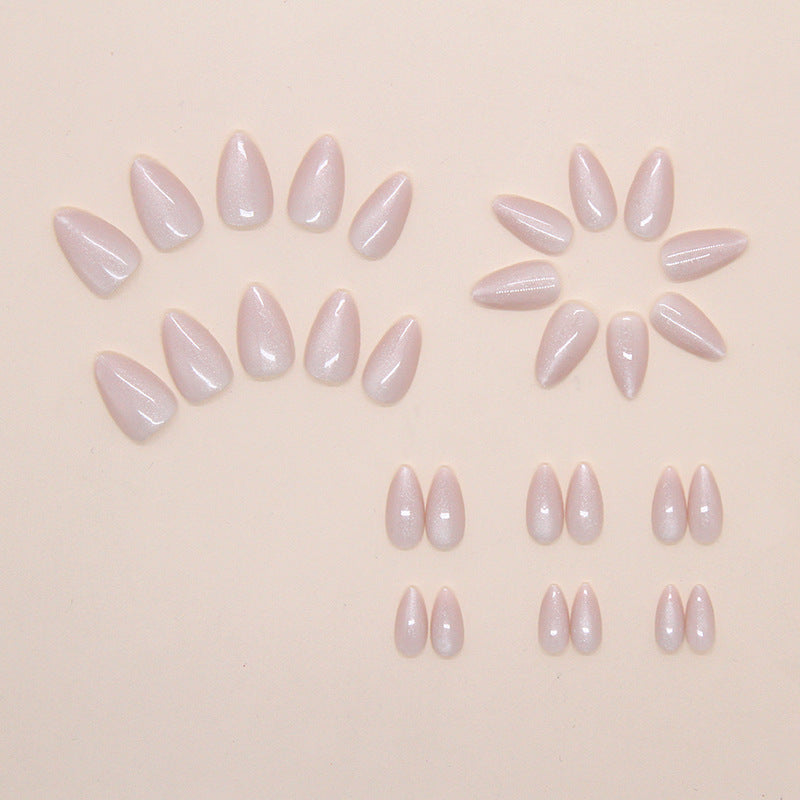 Nail 186 - Pearl Blush Press-On Nails (24Pcs) - Free Nail Kit Included