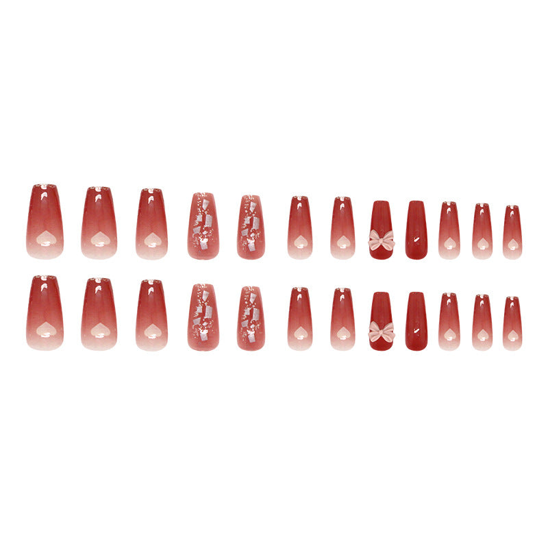 Nail 187 - Romantic Hearts Press-On Nails (24Pcs) - Free Nail Kit Included