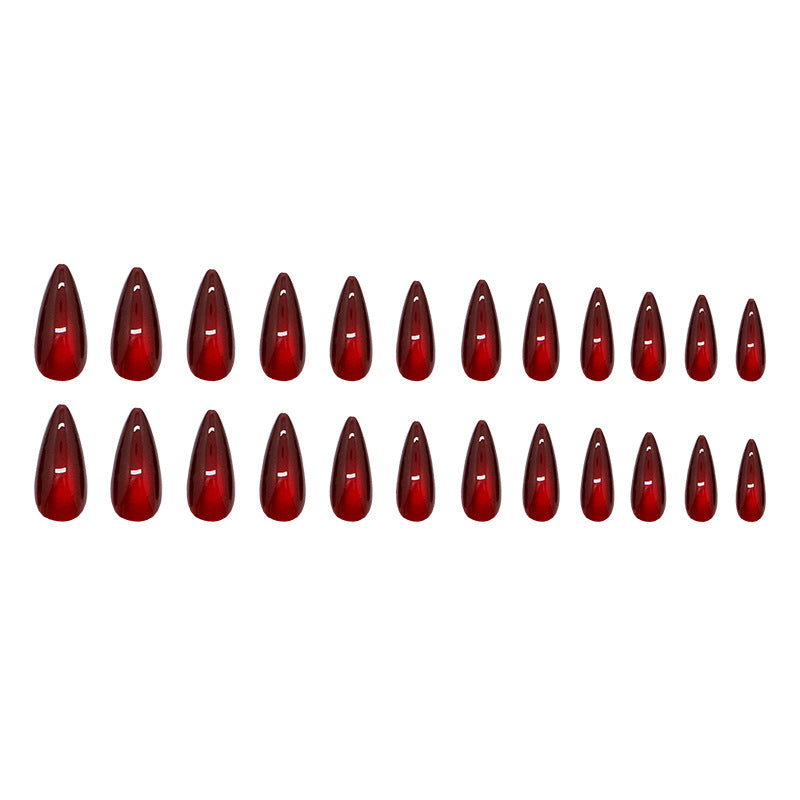 Nail 188 - Radiant Ruby Press-On Nails (24Pcs) - Free Nail Kit Included