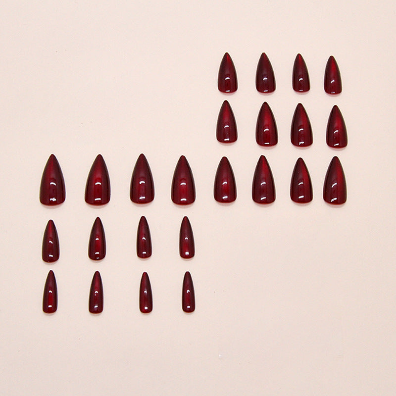 Nail 188 - Radiant Ruby Press-On Nails (24Pcs) - Free Nail Kit Included