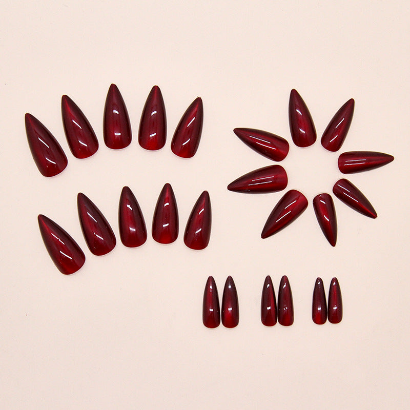 Nail 188 - Radiant Ruby Press-On Nails (24Pcs) - Free Nail Kit Included