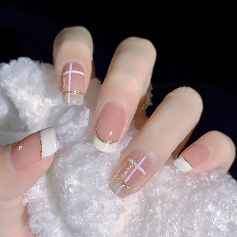 Nail 189 - Quicksand French Press-On Nails (24Pcs) - Free Nail Kit Included
