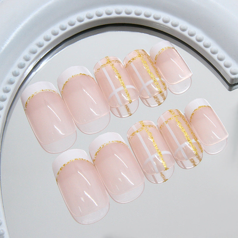 Nail 189 - Quicksand French Press-On Nails (24Pcs) - Free Nail Kit Included
