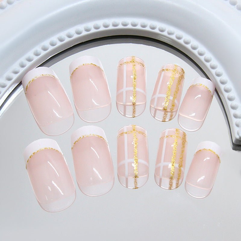 Nail 189 - Quicksand French Press-On Nails (24Pcs) - Free Nail Kit Included