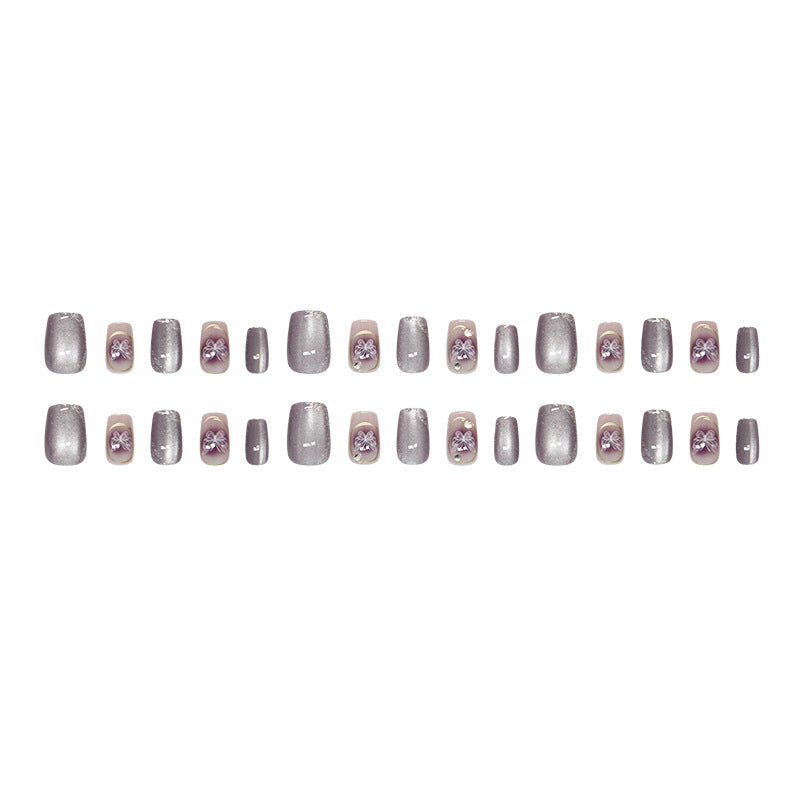 Nail 191 - Temperament Purple Butterfly Press-On Nails (24Pcs) - Free Nail Kit Included