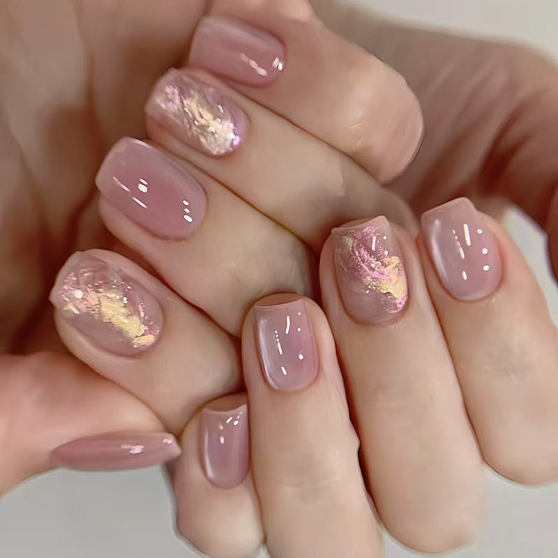 Nail 196 - Gold Powder Cat Eyes Press-On Nails (24Pcs) - Free Nail Kit Included