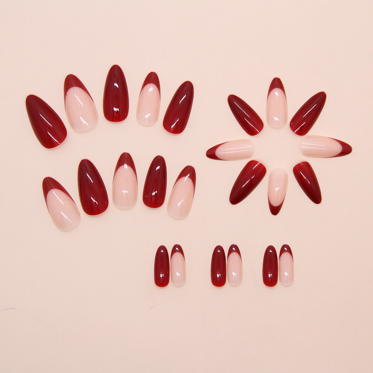 Nail 198 - French Anchor Red White Press-On Nails (24Pcs) - Free Nail Kit Included