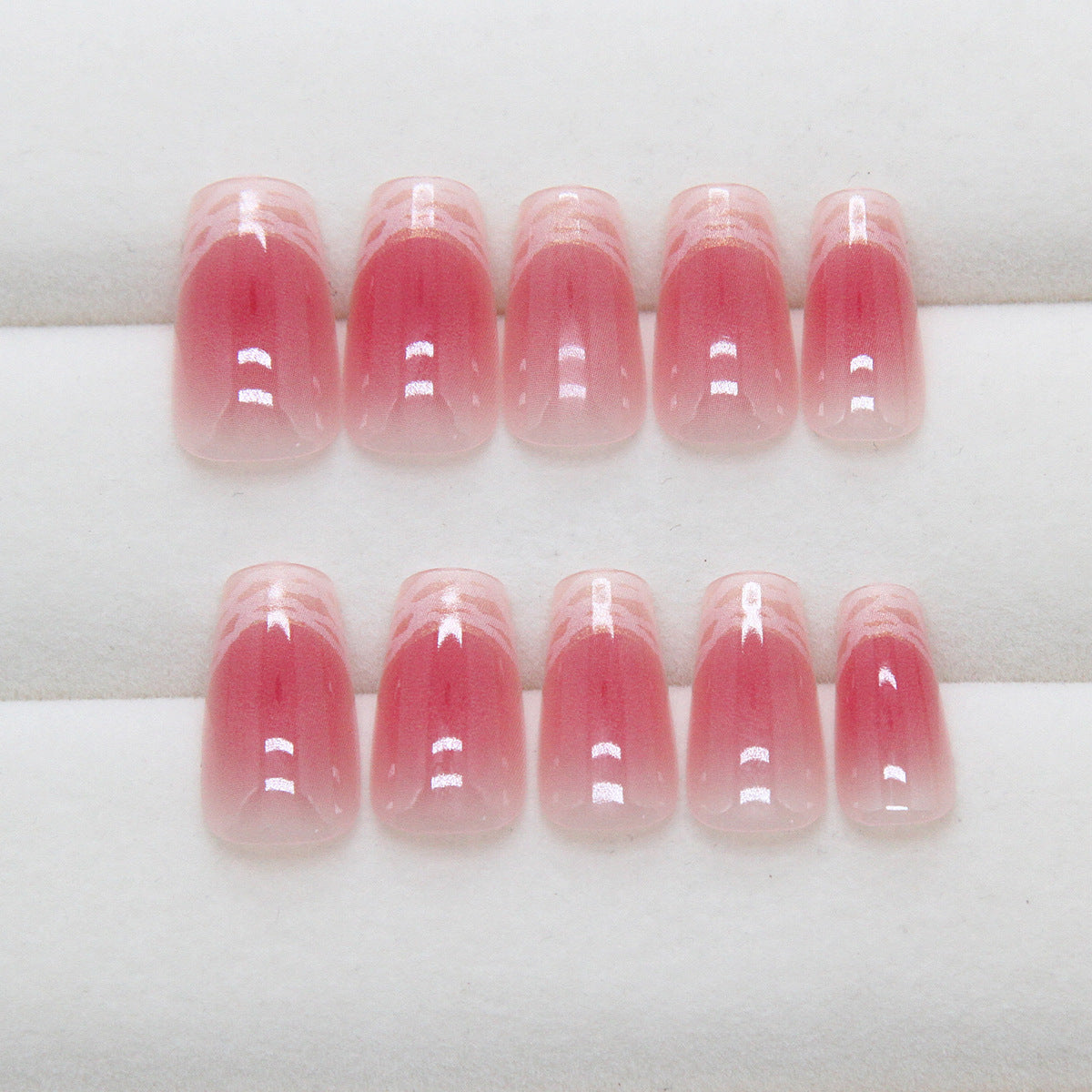Nail 202 - Fine Glitter Weaving French Press-On Nails (24Pcs) - Free Nail Kit Included