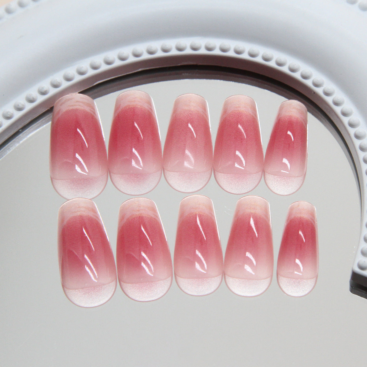 Nail 202 - Fine Glitter Weaving French Press-On Nails (24Pcs) - Free Nail Kit Included