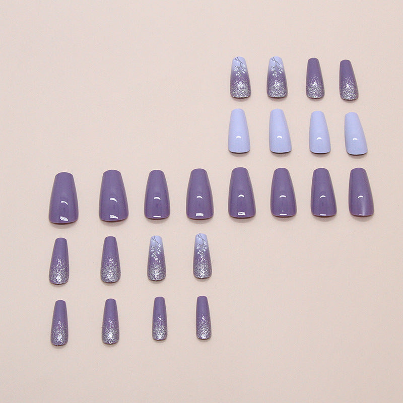 Nail 205 - Flower Wisteria Press-On Nails (24Pcs) - Free Nail Kit Included