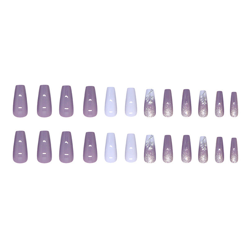 Nail 205 - Flower Wisteria Press-On Nails (24Pcs) - Free Nail Kit Included