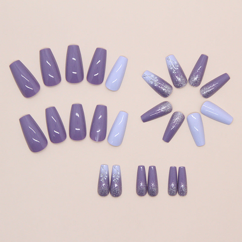 Nail 205 - Flower Wisteria Press-On Nails (24Pcs) - Free Nail Kit Included