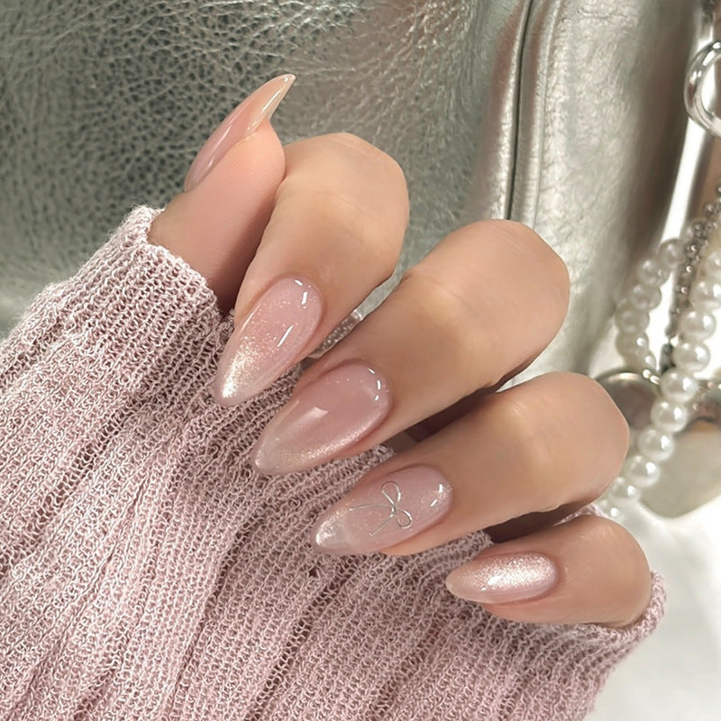 Nail 211 - Pearlescent Elegance Press-On Nails (24Pcs) - Free Nail Kit Included