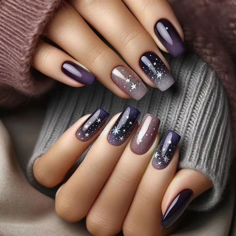 Nail 212 - Starry Night Allure Press-On Nails (24Pcs) - Free Nail Kit Included