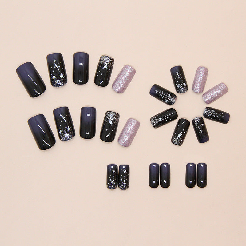 Nail 212 - Starry Night Allure Press-On Nails (24Pcs) - Free Nail Kit Included