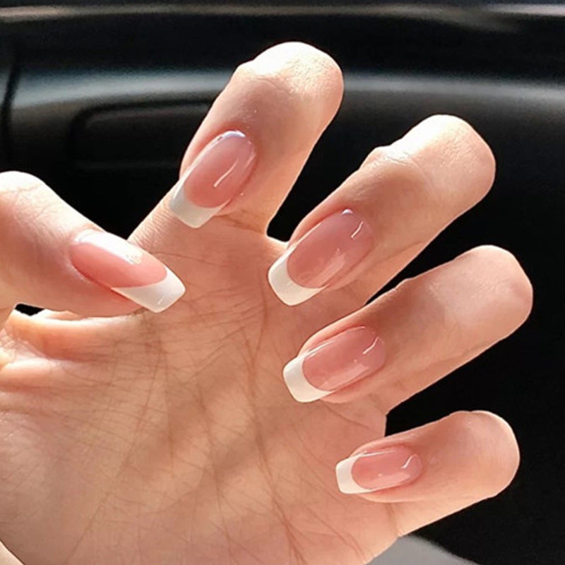Nail 221 - Classic French Tip (24Pcs) - Free Nail Kit Included