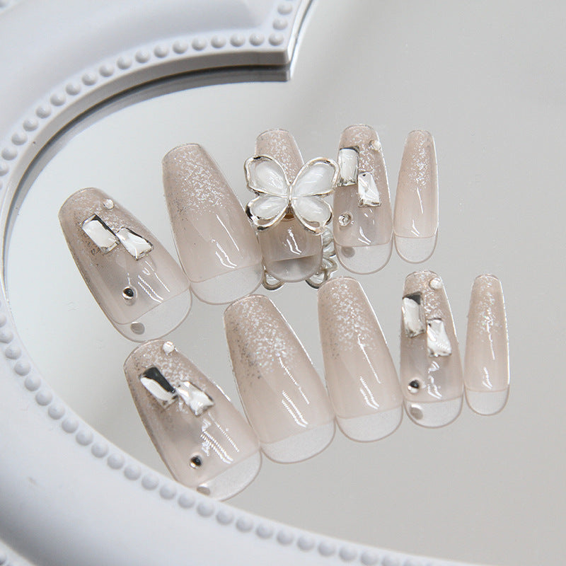 Nail 223 - Crystal Chrome Rotating Butterfly (24Pcs) - Free Nail Kit Included