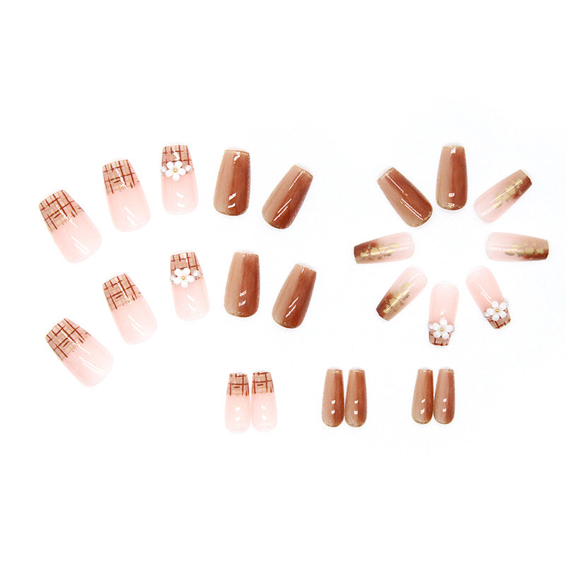 Nail 225 - Luxe Gradient Floral Press-On Nails (24Pcs) - Free Nail Kit Included
