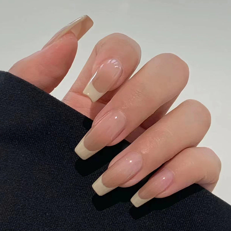 Nail 226 - Soft Nude French Tip Press-On Nails (24Pcs) - Free Nail Kit Included