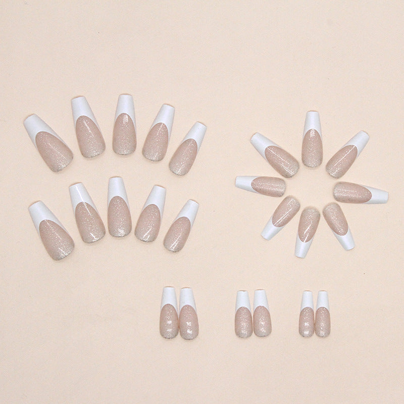 Nail 227 - Nude Sparkle Nude Sparkle (24Pcs) - Free Nail Kit Included