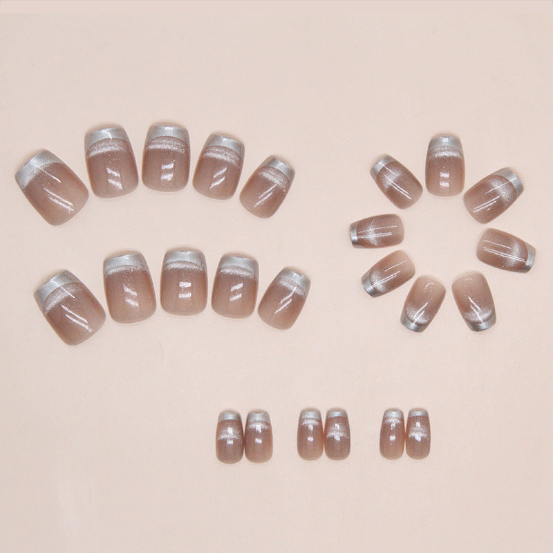 Nail 228 - Crystal Cat's Eye Press-On Nails (24Pcs) - Free Nail Kit Included