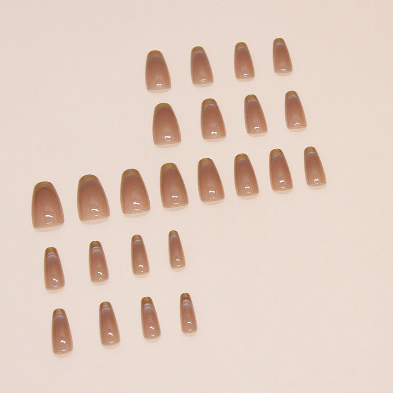 Nail 233 - Golden Mocha Shine Press-On Nails (24Pcs) - Free Nail Kit Included
