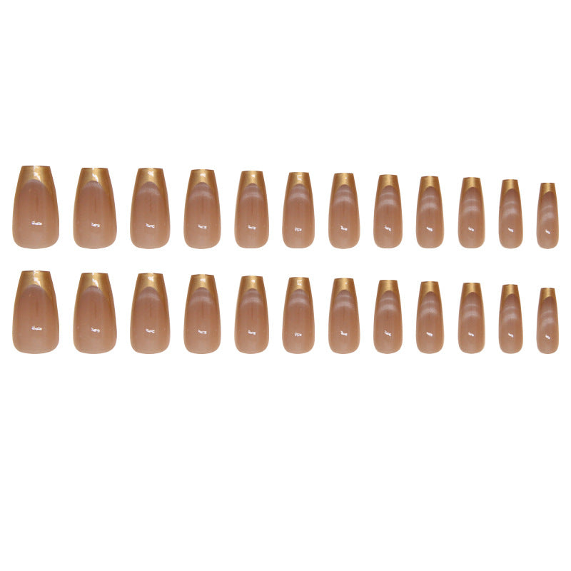 Nail 233 - Golden Mocha Shine Press-On Nails (24Pcs) - Free Nail Kit Included