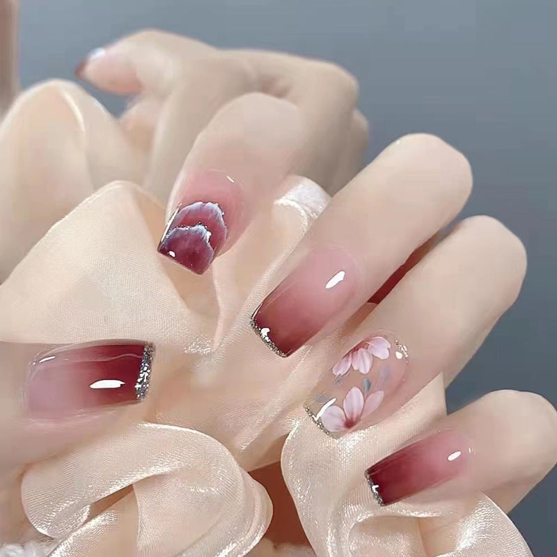 Nail 242 - Blooming Elegance (24Pcs) - Free Nail Kit Included