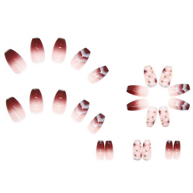 Nail 242 - Blooming Elegance (24Pcs) - Free Nail Kit Included