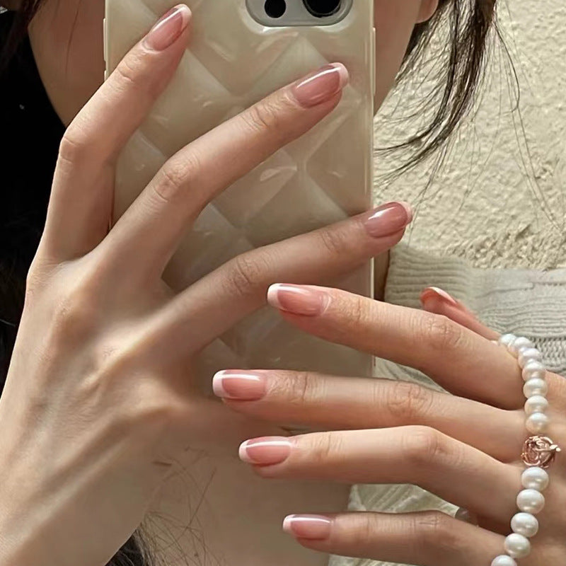 Nail 246 - Classic French Nude (24Pcs) - Free Nail Kit Included