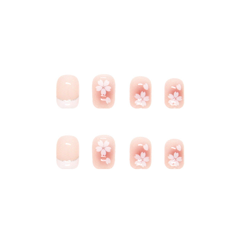 Nail 248 - Cherry Blossom French (24Pcs) - Free Nail Kit Included