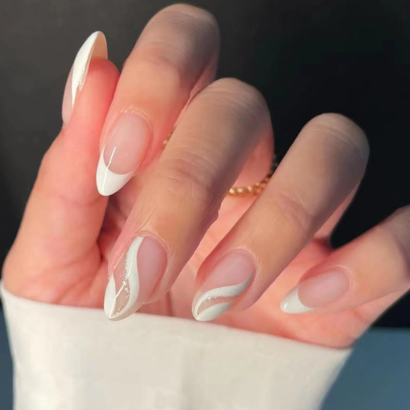 Nail 250 - Elegant White Curve (24Pcs) - Free Nail Kit Included