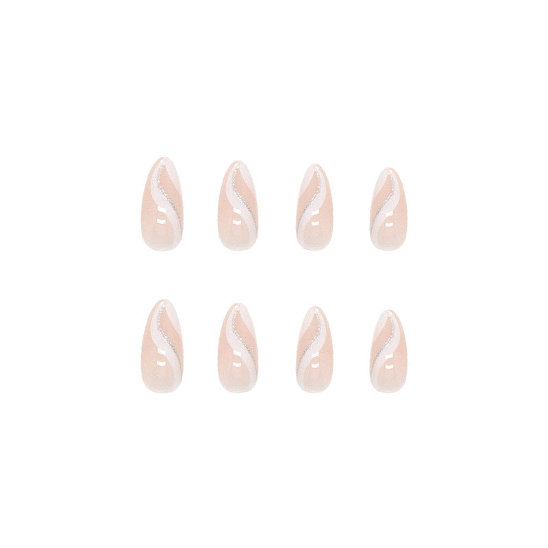 Nail 250 - Elegant White Curve (24Pcs) - Free Nail Kit Included