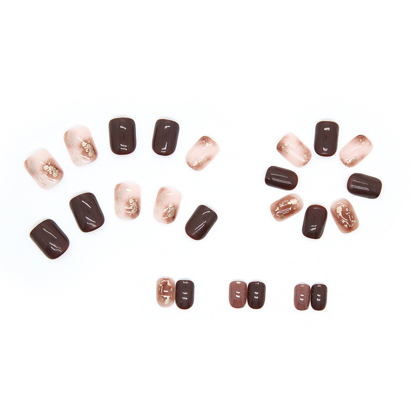Nail 251 - Chocolate Elegance (24Pcs) - Free Nail Kit Included