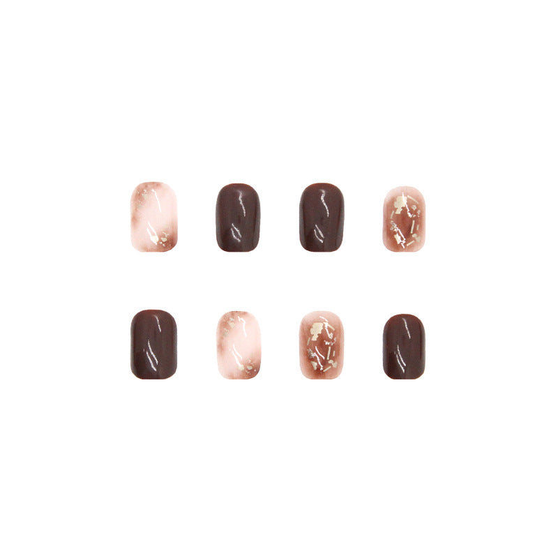 Nail 251 - Chocolate Elegance (24Pcs) - Free Nail Kit Included