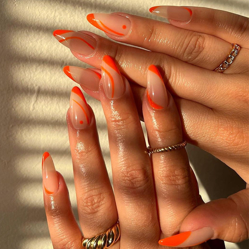 Nail 252 - Sunset Blaze (24Pcs) - Free Nail Kit Included