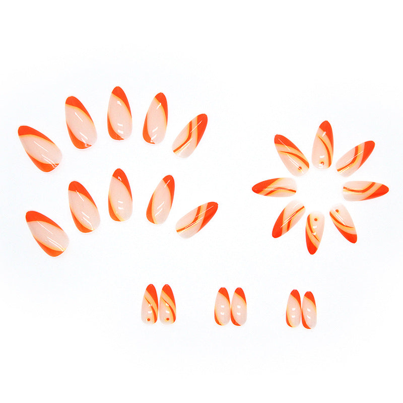 Nail 252 - Sunset Blaze (24Pcs) - Free Nail Kit Included
