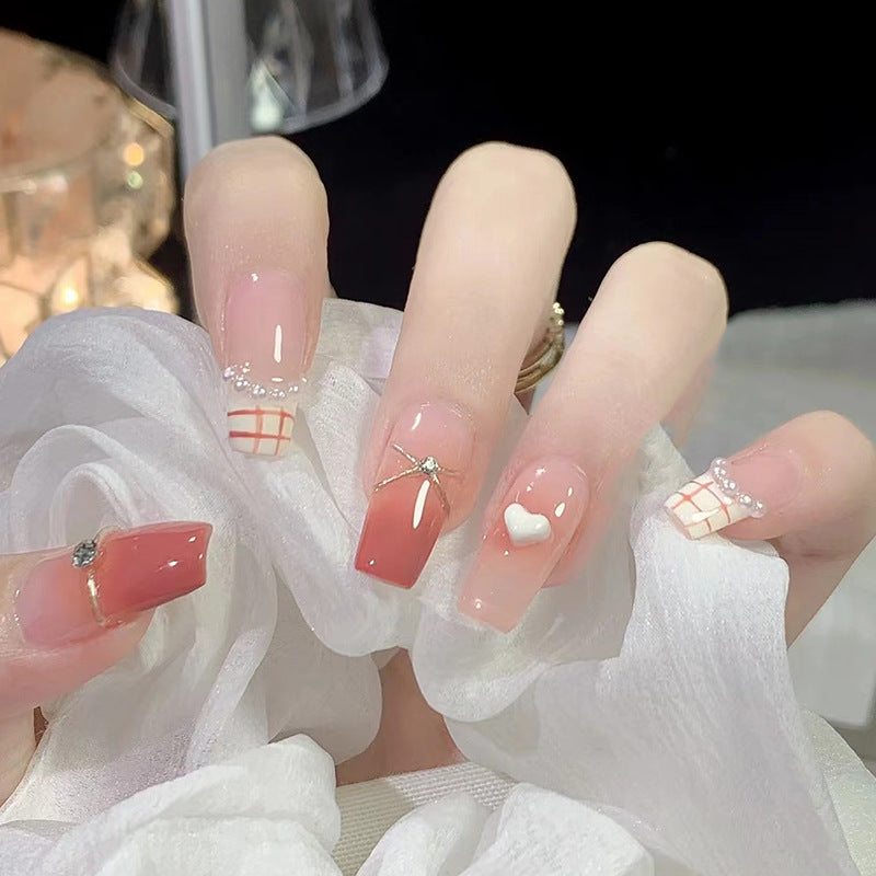 Nail 253 - Sweetheart Elegance (24Pcs) - Free Nail Kit Included