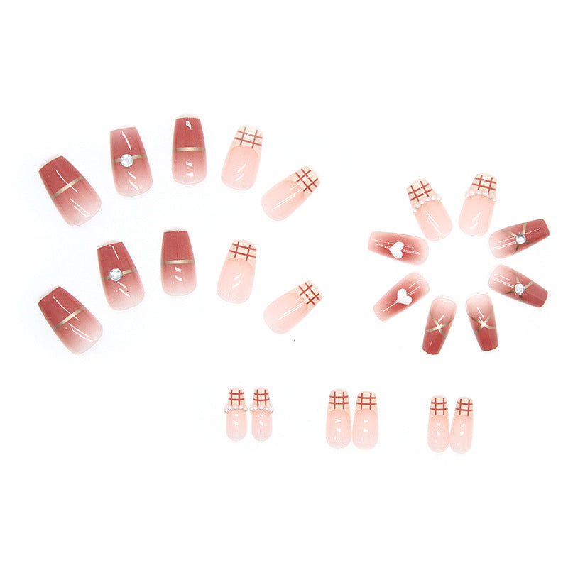 Nail 253 - Sweetheart Elegance (24Pcs) - Free Nail Kit Included