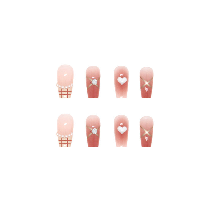 Nail 253 - Sweetheart Elegance (24Pcs) - Free Nail Kit Included