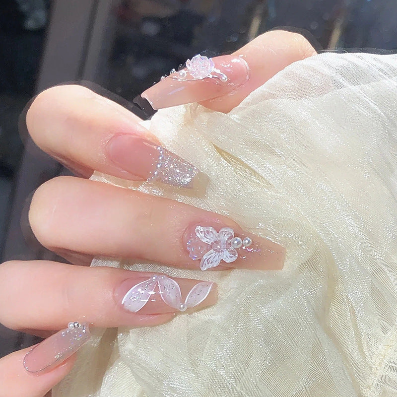 Nail 254 - Ethereal Blossom (24Pcs) - Free Nail Kit Included