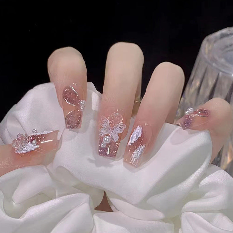 Nail 256 - Butterfly Whisper (24Pcs) - Free Nail Kit Included