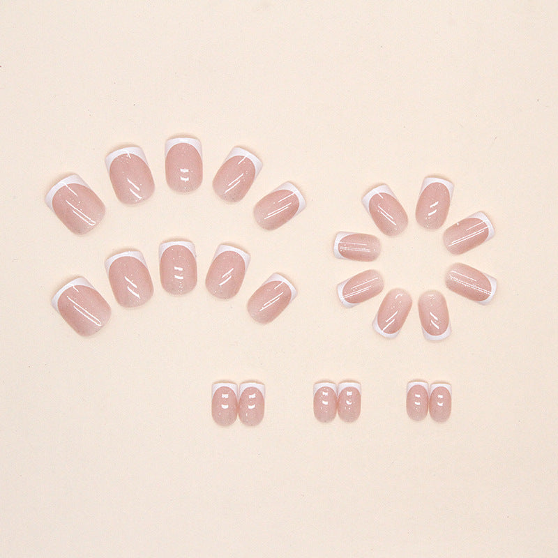 Nail 262 - Elegant Square French Tip (24Pcs) - Free Nail Kit Included