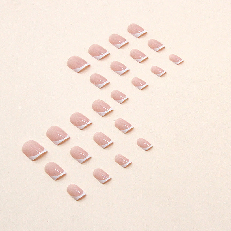 Nail 262 - Elegant Square French Tip (24Pcs) - Free Nail Kit Included