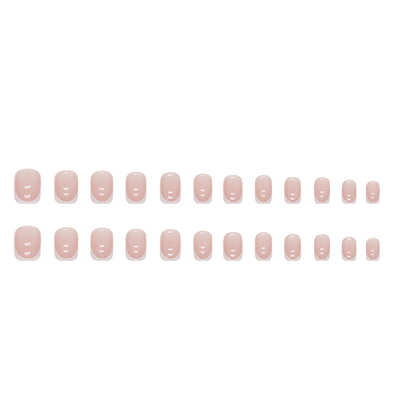 Nail 262 - Elegant Square French Tip (24Pcs) - Free Nail Kit Included