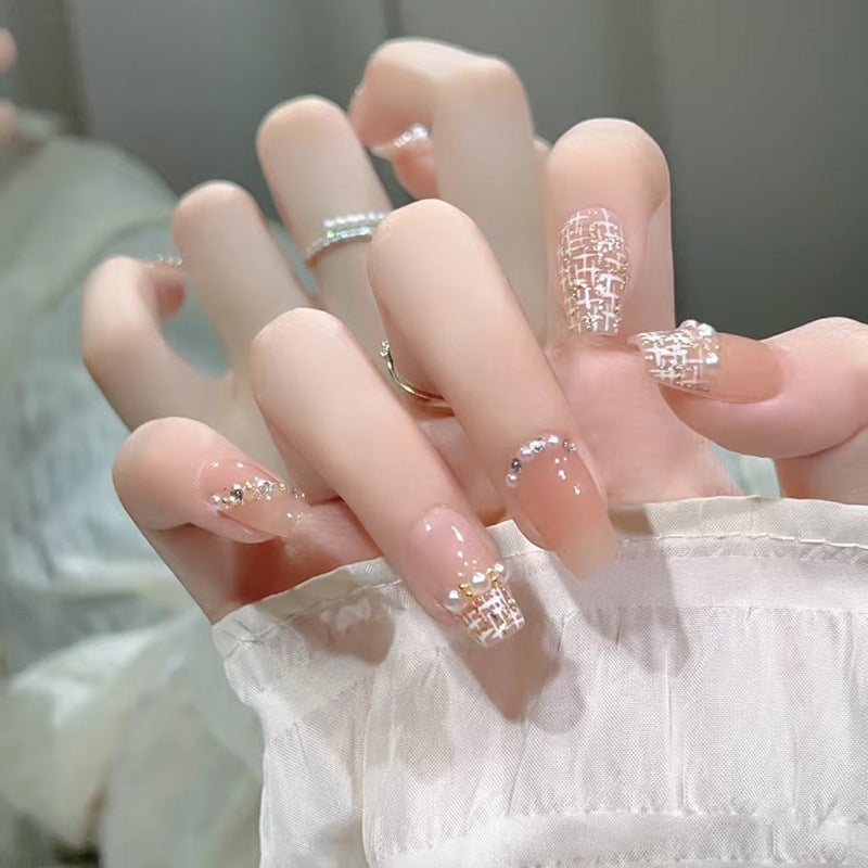 Nail 265 - Pearl Chic Elegant (24Pcs) - Free Nail Kit Included