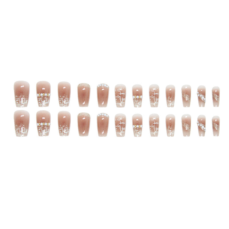 Nail 265 - Pearl Chic Elegant (24Pcs) - Free Nail Kit Included