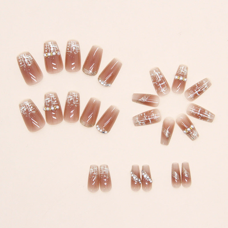 Nail 265 - Pearl Chic Elegant (24Pcs) - Free Nail Kit Included